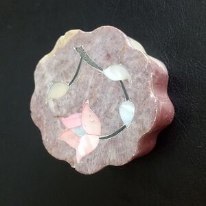 Soapstone Trinket Box with Inlayed Pearl Detailing